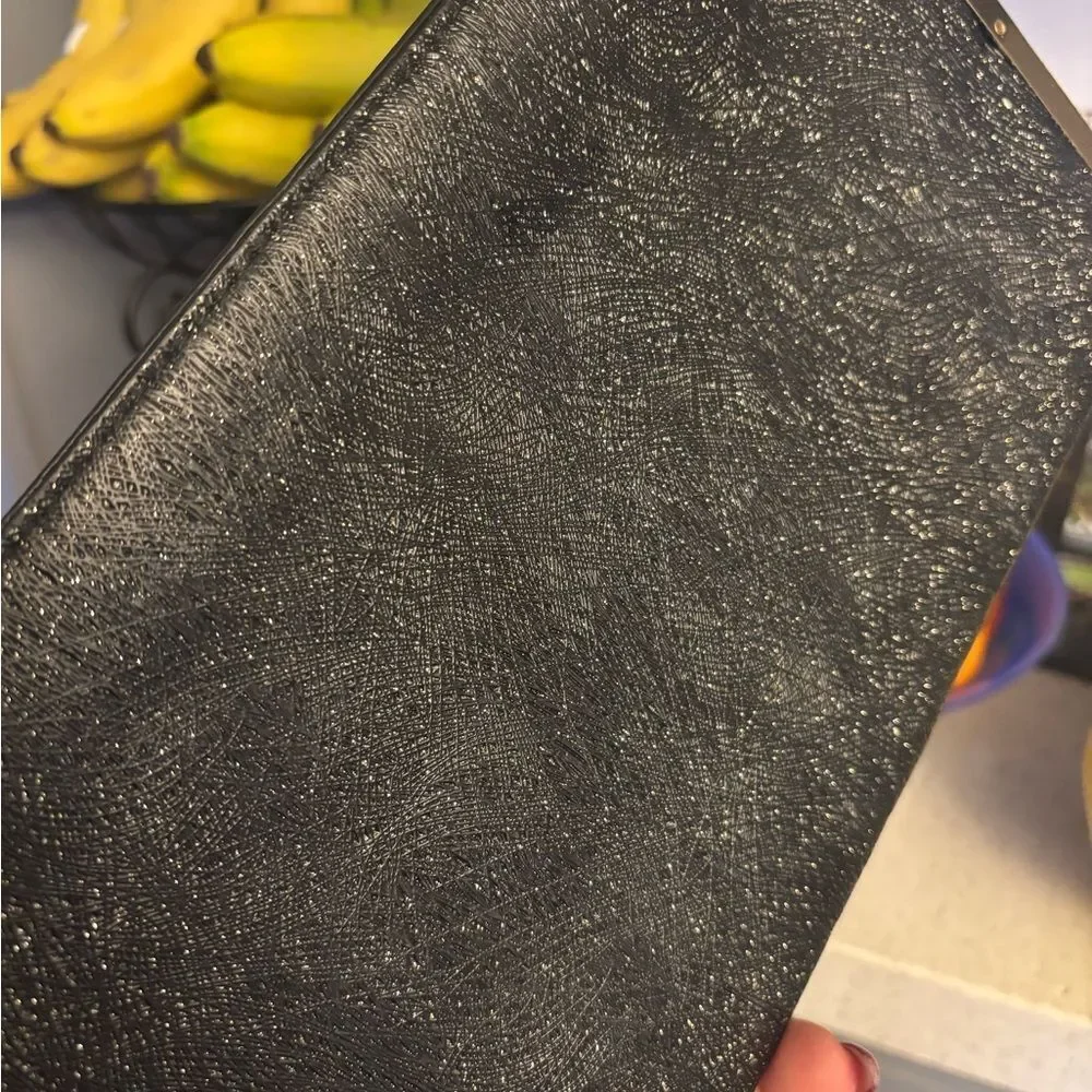 Black Clutch with Gold Accents